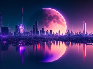Obraz premium Night vision skyline , city background genereted by A.I