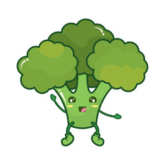 Isolated cute broccoli vegetable character Vector