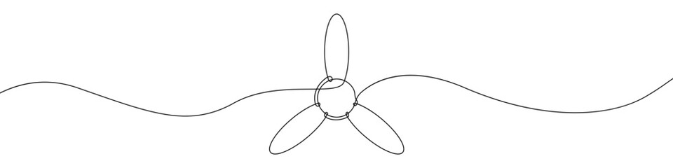 Propeller, windmill sign line continuous drawing vector. One line Propeller, windmill vector background. Propeller, windmill icon. Continuous outline of Propeller, windmill. Linear Propellers. 