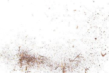 Dirt, soil dust, dry grass isolated on white background, with clipping path - Powered by Adobe