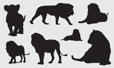 Lion silhouette set of 07 vector