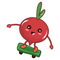 Isolated cute radish vegetable character Vector