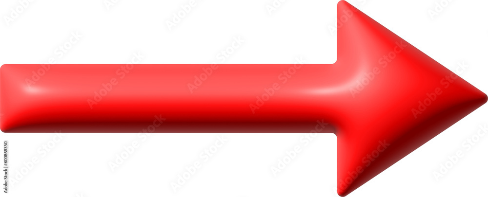 Wall mural red straight 3d arrow right horizontal shape simple plain element symbol sign icon isolated overlay 