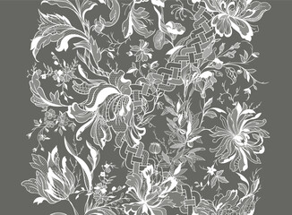 Chintz. lace floral seamless pattern.