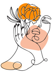 Abstract Femininity: A Fine Art Drawing of a Woman's Face with an Abstract Floral Element