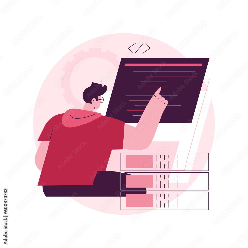 Poster big data developer abstract concept vector illustration. big data management and storage, database a