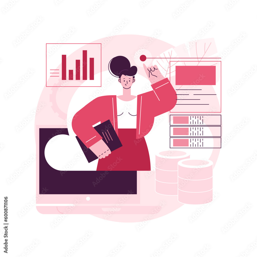 Poster cloud management abstract concept vector illustration. cloud computing strategy, distributed system 