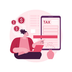 Mobile app tax filing software abstract concept vector illustration. Tax applications for smartphone and tablet, e-file your income statement online, live chat, IRS form abstract metaphor.