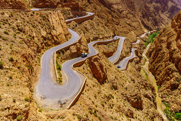 Winding road in the Dades Gorge, High Atlas