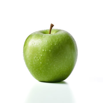 A vivid green  Apple isolated on a white background, created by Generative AI