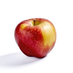 A vivid red and yellow Apple isolated on a white background, created by Generative AI
