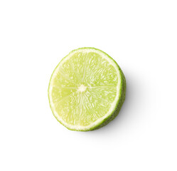 lime sliced open with shadow isolated on transparent background