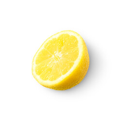 lemon sliced open with shadow isolated on transparent background
