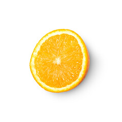 orange sliced open with shadow isolated on transparent background
