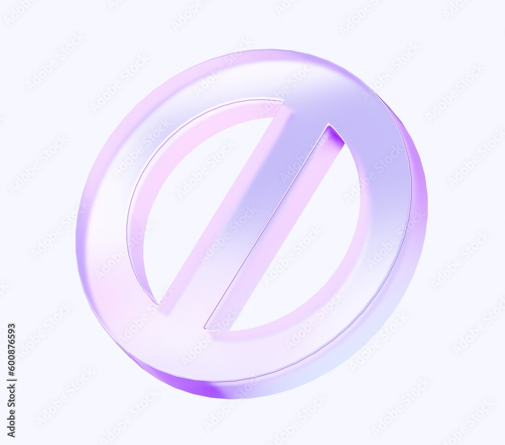 Fototapete prohibition sign icon with colorful gradient. 3d rendering illustration for graphic design, ui ux design, presentation or background . shape with glass effect