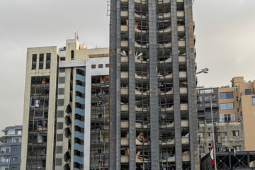 Office building in Beirut destroyed in an explosion, Beirut, Lebanon