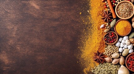 Fototapeta na wymiar AI Illustration of colorful spices with copy space for text