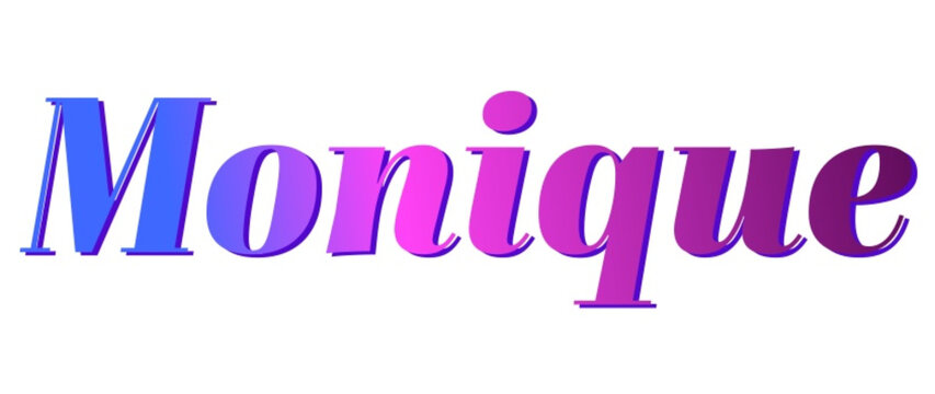 Monique - pink and blue color - female name - ideal for websites, emails, presentations, greetings, banners, cards, books, t-shirt, sweatshirt, prints	
