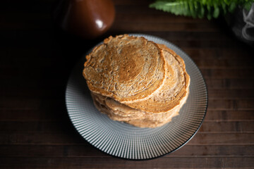 Pancakes, pancakes with strawberry and chocolate