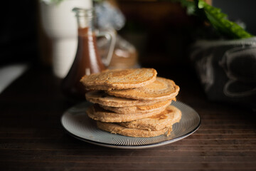 Pancakes, pancakes with strawberry and chocolate
