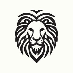 Lion head line art silhouette logo template vector illustration