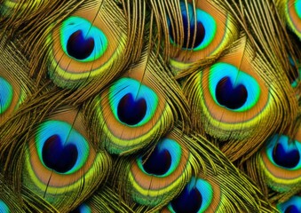 Intricate Peacock Feather with Eye Pattern in Macro Detail. Generative AI.