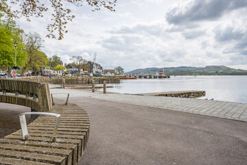 Curved bench overlooking the Ambleside waterfront