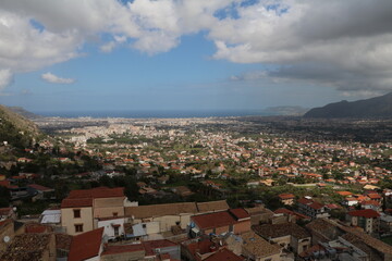 Fototapeta na wymiar Panoramic view from Monreale to Palermo, Sicily Italy 