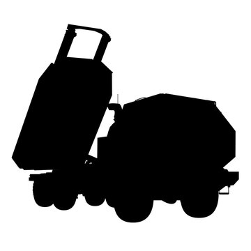 recommend clip art: HIMARS silhouette. High Mobility Artillery Rocket System. Tactical truck. PNG Illustration.