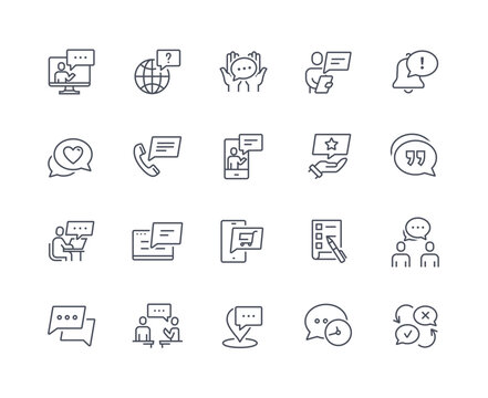 Message icons outline set