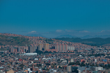 view from the south of bogota where you can see the snow-capped mountains of tolima