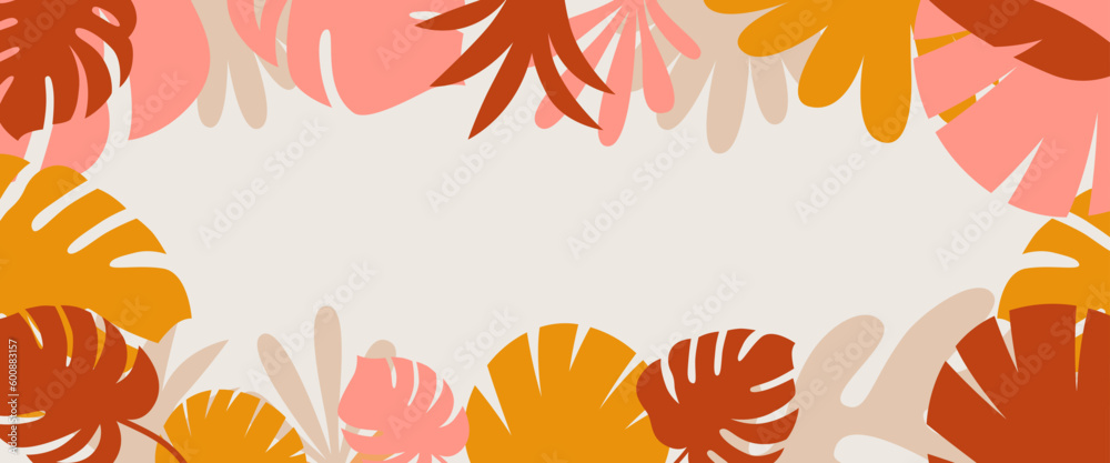 Aufkleber vector horizontal abstract background with copy space for text, abstract cover header with plants an