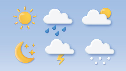 3D weather icons set