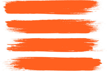 Orange brush stroke set isolated on background. Paint brush stroke vector for ink paint, grunge design element, dirt banner, watercolor design, dirty texture. Trendy brush stroke, vector illustration