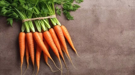  Fresh carrots on table with copy paste space,  ai generated