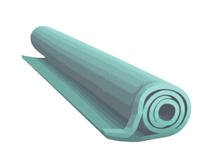 Blue backdrop illustrates isolated yoga exercise mat