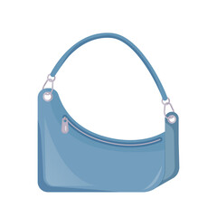 Fashion accessory for women. Blue shoulder bag. Stylish or trendy handbag.