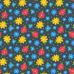 Fototapeta na wymiar Simple floral pattern design on dark background