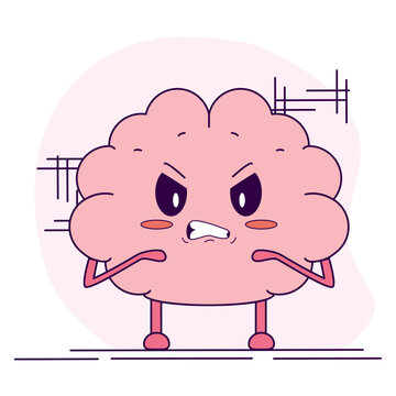 Isolated cute angry brain cartoon character Vector