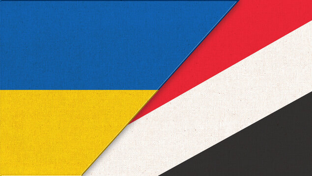 Flag of Ukraine and Sealand - 3D illustration. Diplomatic relations