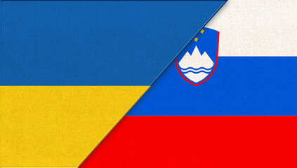 Flag of Ukraine and Slovenia. Sport competition. Slovenian Republic