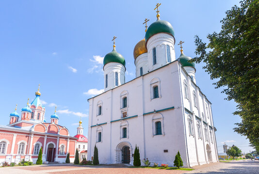 Cathedral Square with Assumption Cathedral and Tikhvin Church in Kolomna Kremlin