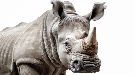 Fototapeta na wymiar rhinoceros on a white background, Generative AI, Generative, AI