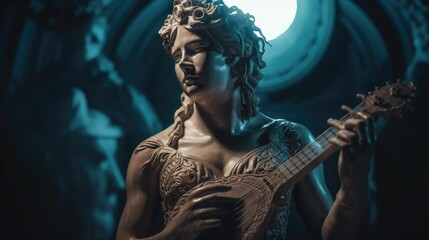 Master of the Arts: Apollo, God of Creativity and Beauty in Ancient Mythology by Generative AI - obrazy, fototapety, plakaty