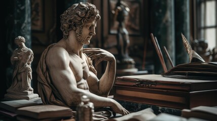 Master of the Arts: Apollo, God of Creativity and Beauty in Ancient Mythology by Generative AI - obrazy, fototapety, plakaty