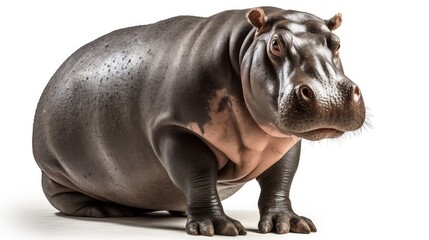 Hippopotamus White Background Generative Generative