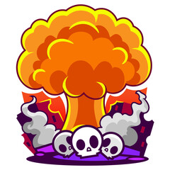 Atomic bomb in city. Symbol of war, end of world. Nuclear