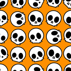 Day of The Dead colorful sugar skull with floral ornament seamless pattern