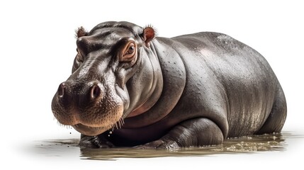 hippopotamus on a white background, Generative AI, Generative, AI