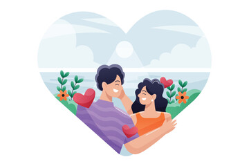 Romantic couple Wedding Concept Illustration